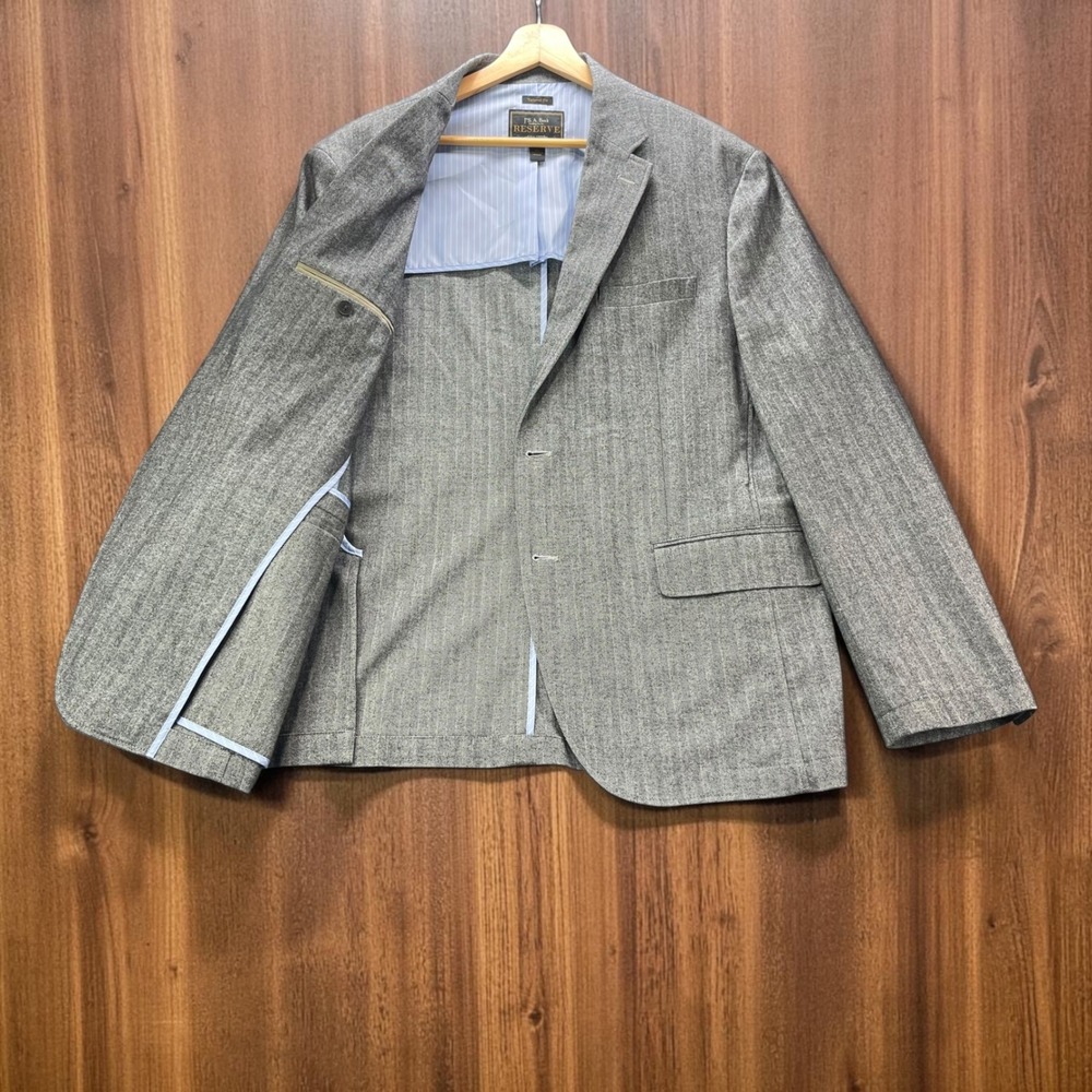 Jos. A. Bank Reserve Mens Grey Herringbone Tailored Fit Sport Coat Blazer XL 44R